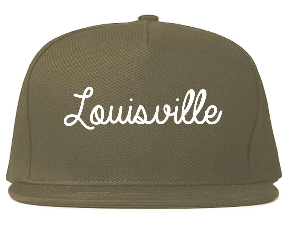 Louisville Ohio OH Script Mens Snapback Hat Grey