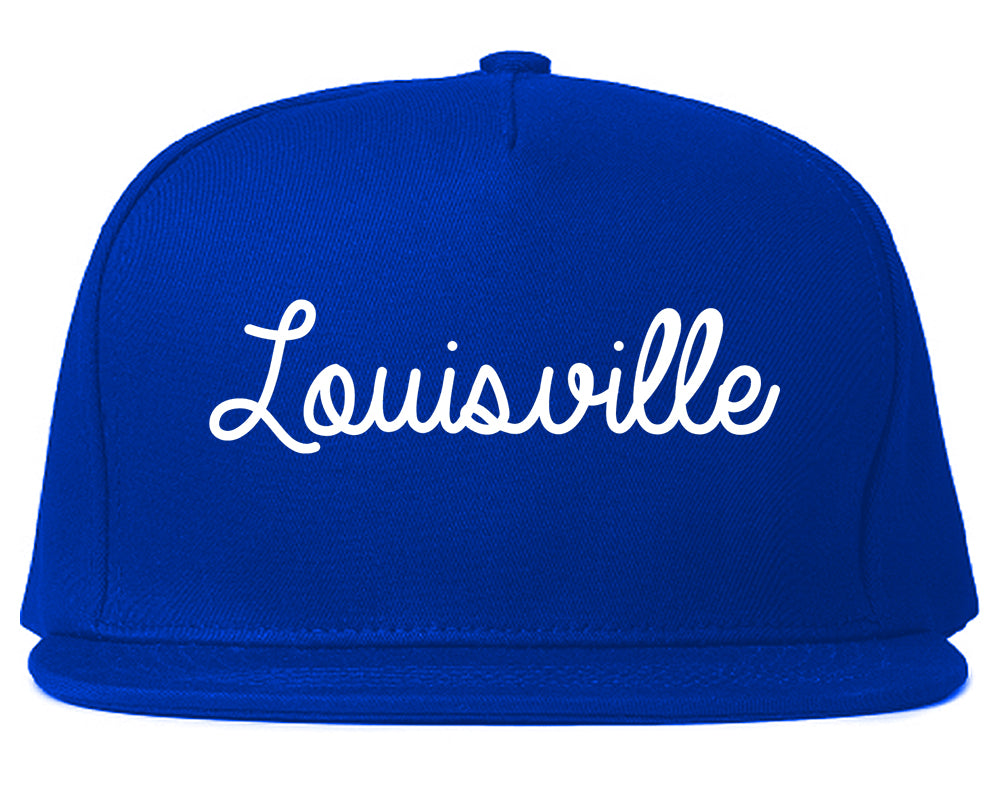 Louisville Ohio OH Script Mens Snapback Hat Royal Blue