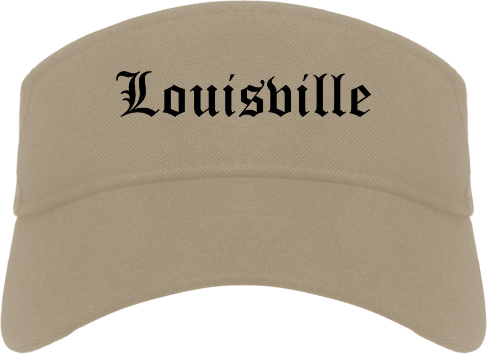Louisville Ohio OH Old English Mens Visor Cap Hat Khaki