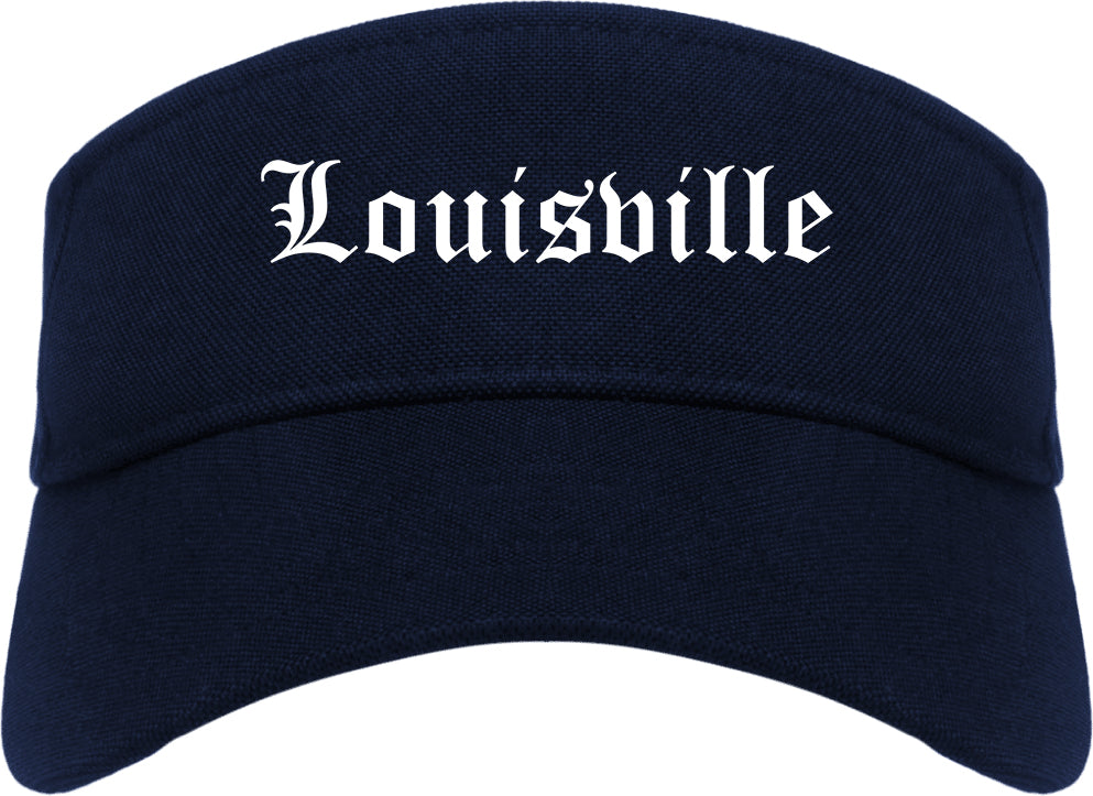 Louisville Ohio OH Old English Mens Visor Cap Hat Navy Blue