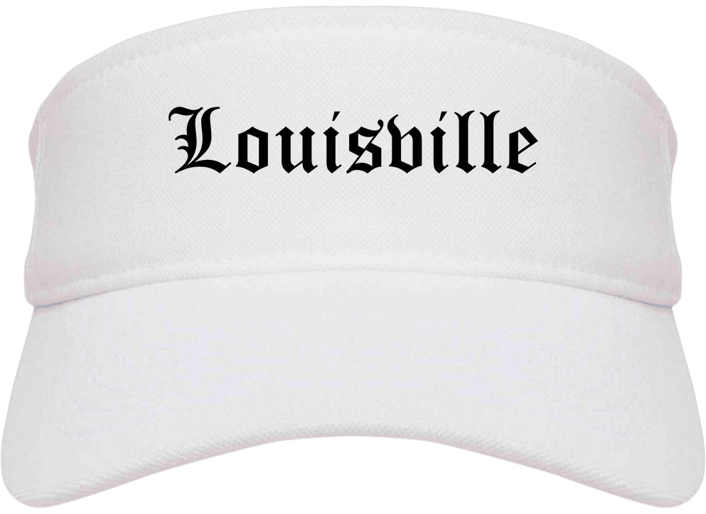 Louisville Ohio OH Old English Mens Visor Cap Hat White