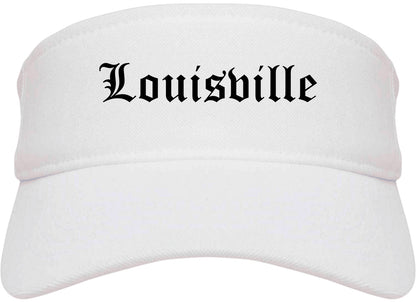 Louisville Ohio OH Old English Mens Visor Cap Hat White