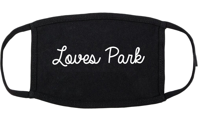 Loves Park Illinois IL Script Cotton Face Mask Black