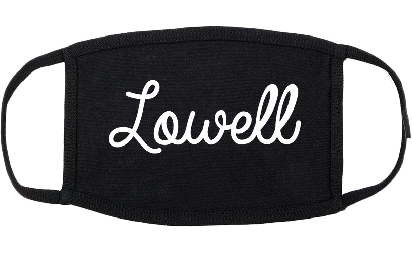 Lowell Indiana IN Script Cotton Face Mask Black