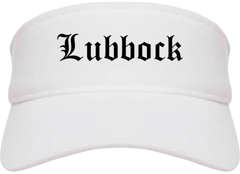 Lubbock Texas TX Old English Mens Visor Cap Hat White