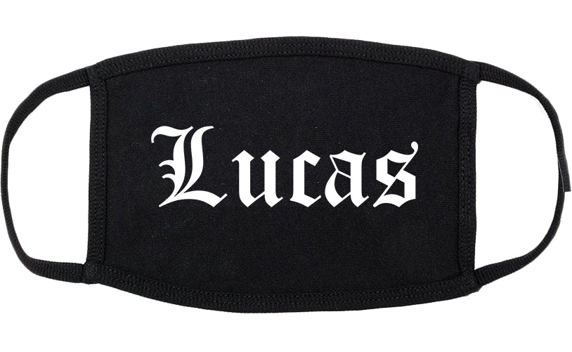 Lucas Texas TX Old English Cotton Face Mask Black