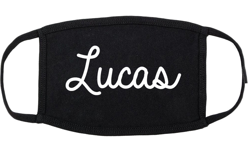 Lucas Texas TX Script Cotton Face Mask Black