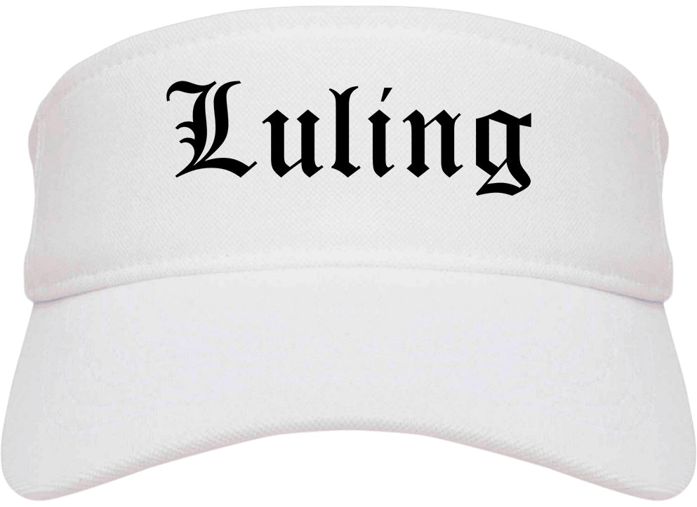 Luling Texas TX Old English Mens Visor Cap Hat White