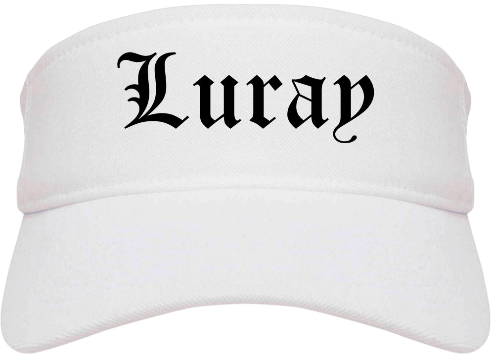 Luray Virginia VA Old English Mens Visor Cap Hat White