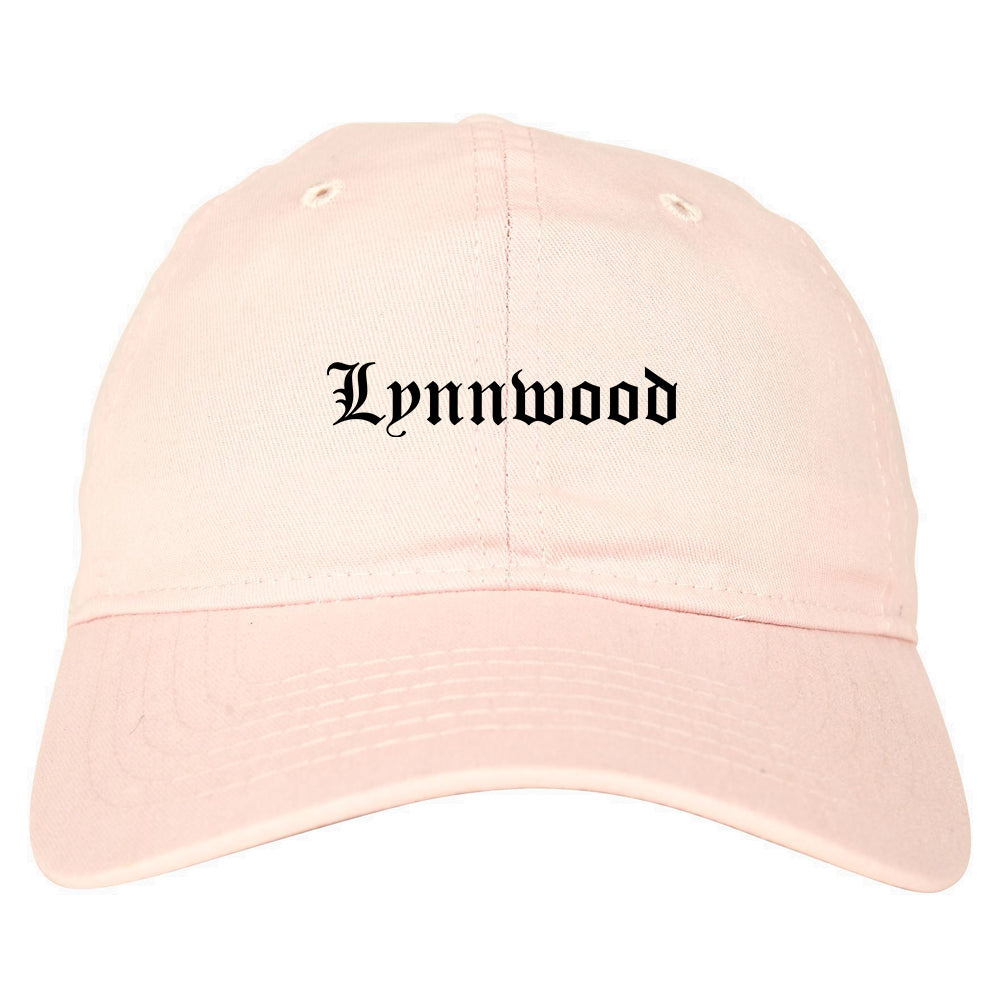 Lynnwood Washington WA Old English Mens Dad Hat Baseball Cap Pink
