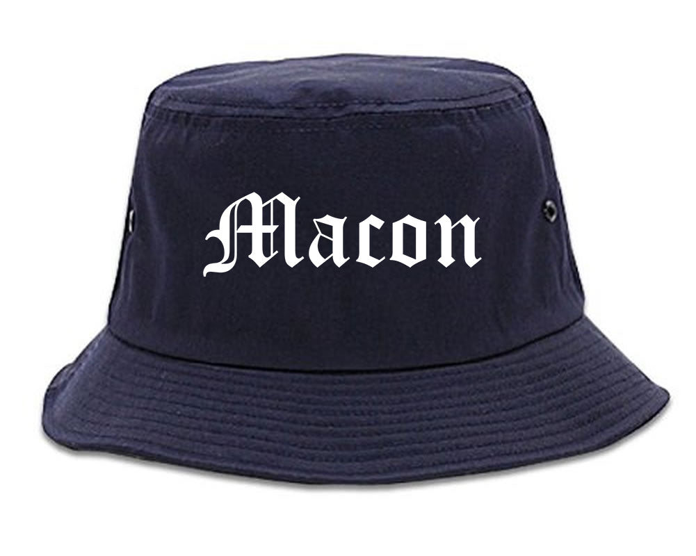 Macon Georgia GA Old English Mens Bucket Hat Navy Blue