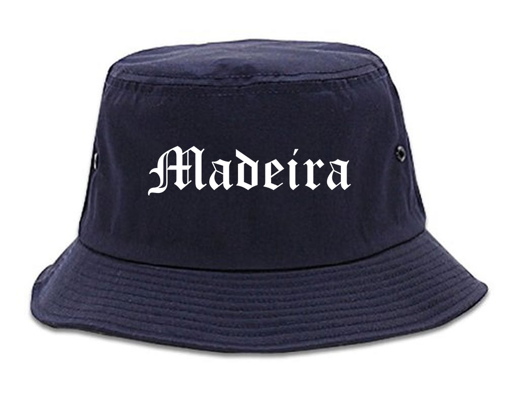Madeira Ohio OH Old English Mens Bucket Hat Navy Blue