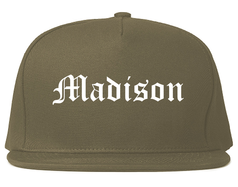 Madison South Dakota SD Old English Mens Snapback Hat Grey