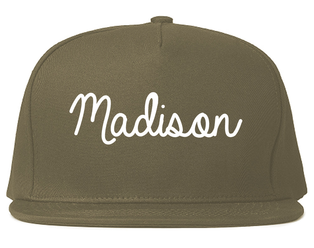 Madison South Dakota SD Script Mens Snapback Hat Grey