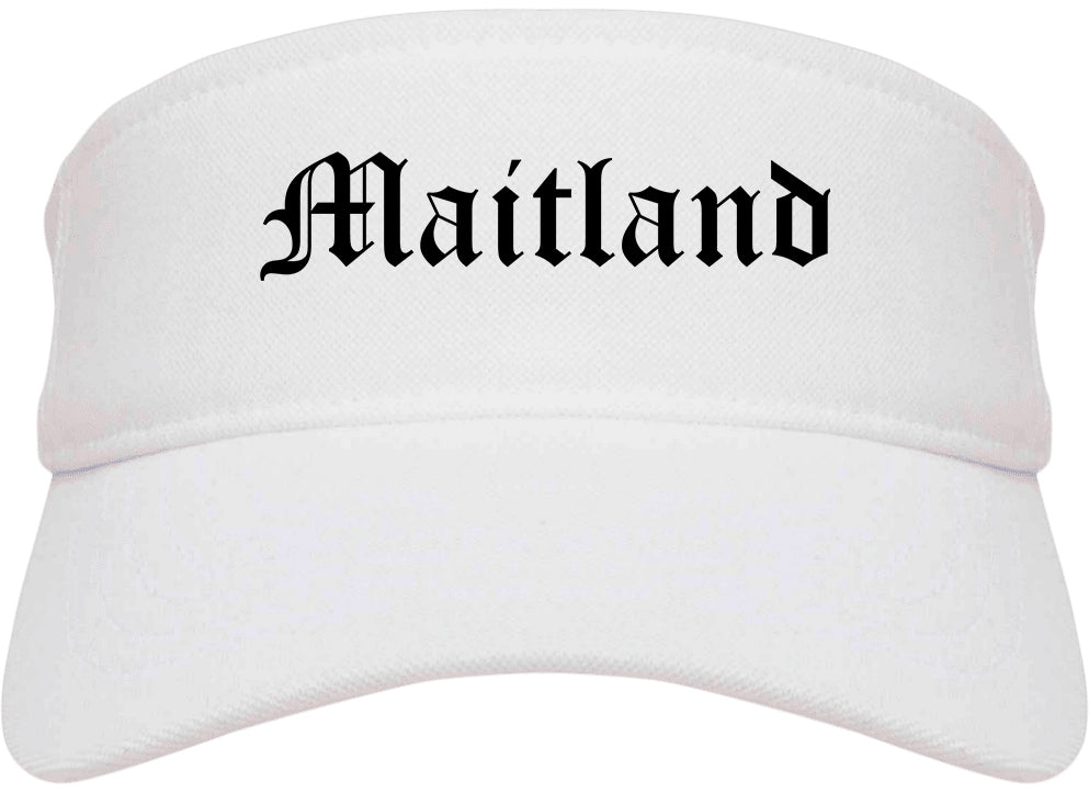Maitland Florida FL Old English Mens Visor Cap Hat White