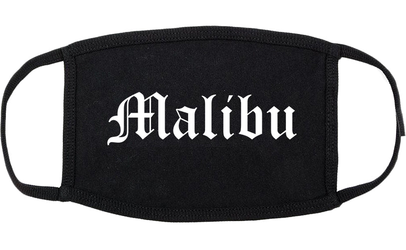 Malibu California CA Old English Cotton Face Mask Black
