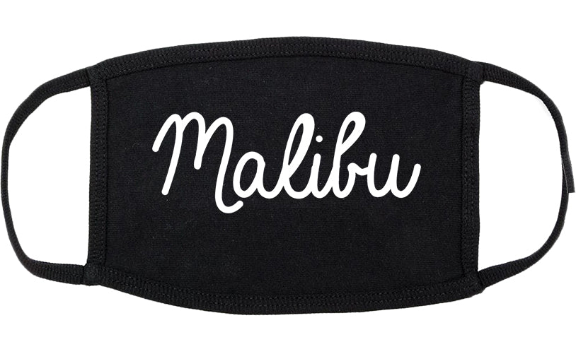 Malibu California CA Script Cotton Face Mask Black