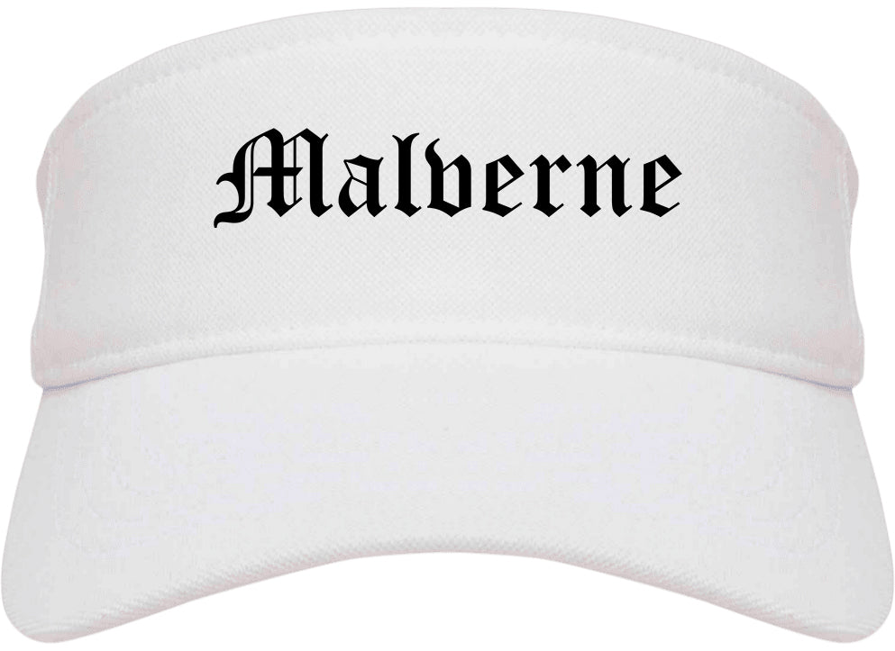 Malverne New York NY Old English Mens Visor Cap Hat White