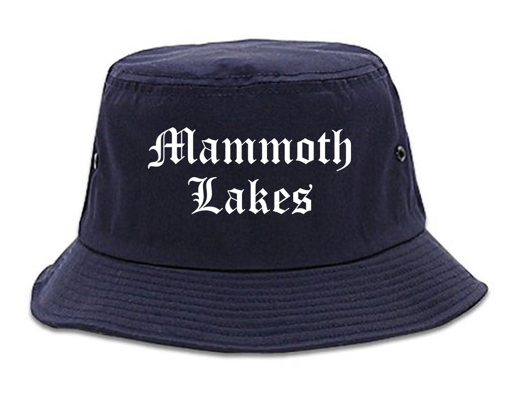 Mammoth Lakes California CA Old English Mens Bucket Hat Navy Blue