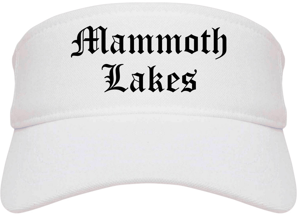 Mammoth Lakes California CA Old English Mens Visor Cap Hat White