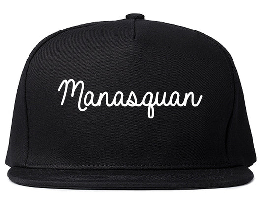 Manasquan New Jersey NJ Script Mens Snapback Hat Black
