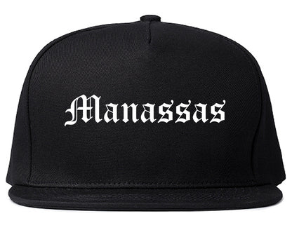 Manassas Virginia VA Old English Mens Snapback Hat Black