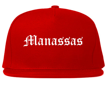 Manassas Virginia VA Old English Mens Snapback Hat Red