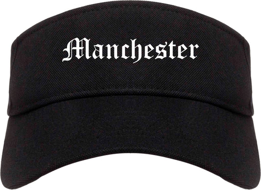 Manchester New Hampshire NH Old English Mens Visor Cap Hat Black