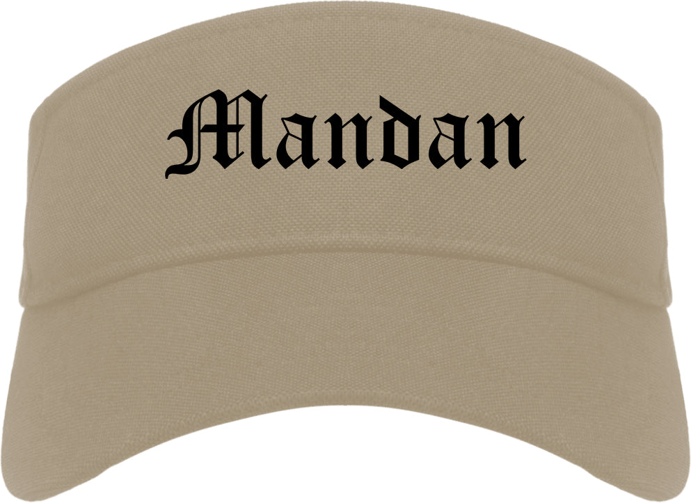 Mandan North Dakota ND Old English Mens Visor Cap Hat Khaki