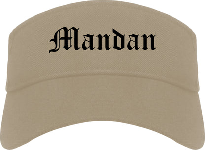 Mandan North Dakota ND Old English Mens Visor Cap Hat Khaki