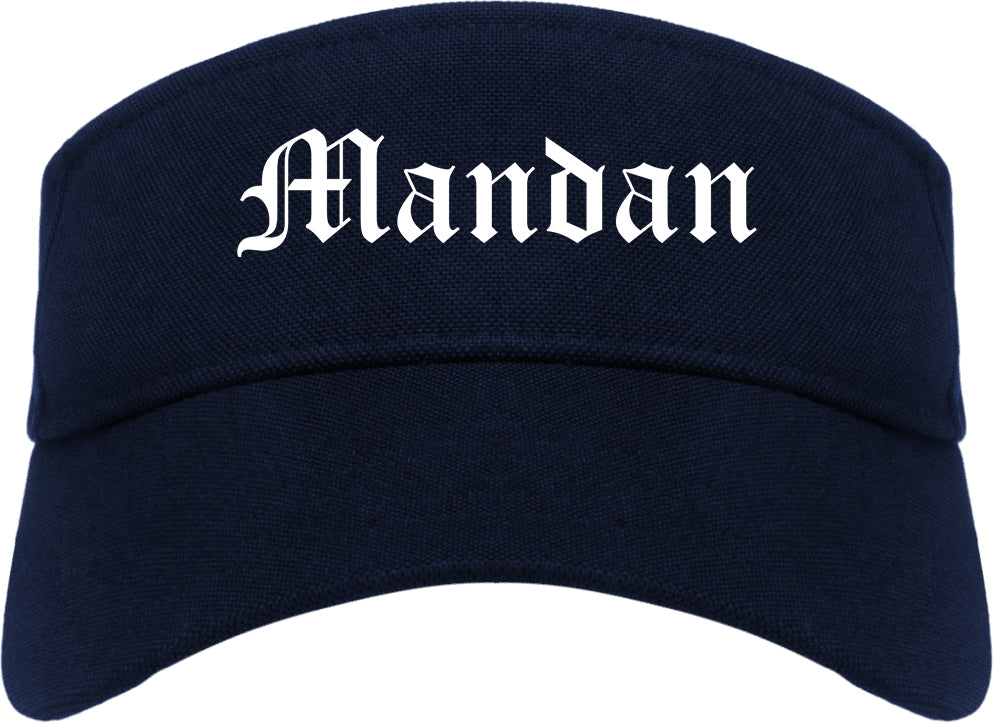 Mandan North Dakota ND Old English Mens Visor Cap Hat Navy Blue