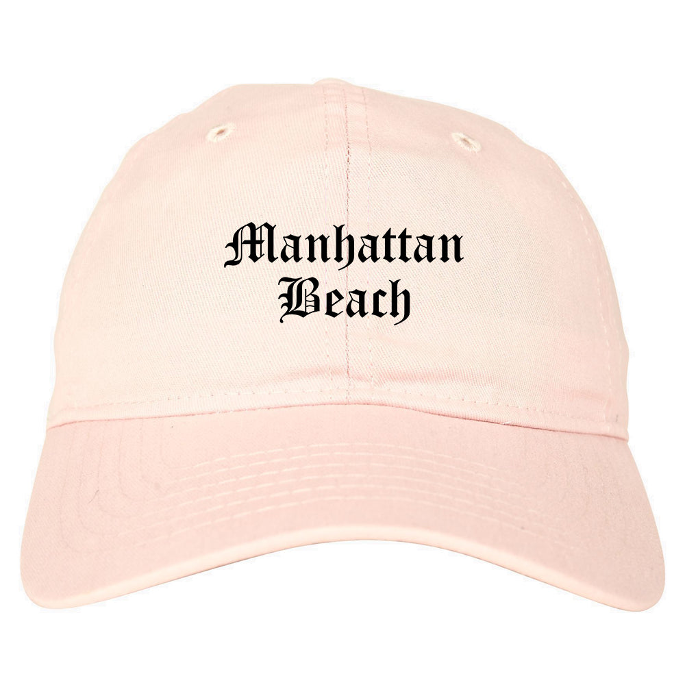 Manhattan Beach California CA Old English Mens Dad Hat Baseball Cap Pink