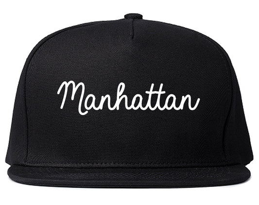 Manhattan Illinois IL Script Mens Snapback Hat Black