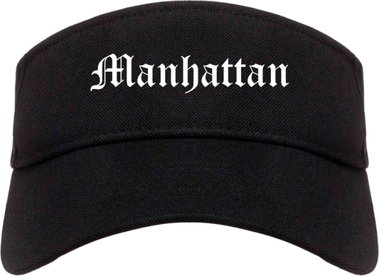 Manhattan Illinois IL Old English Mens Visor Cap Hat Black