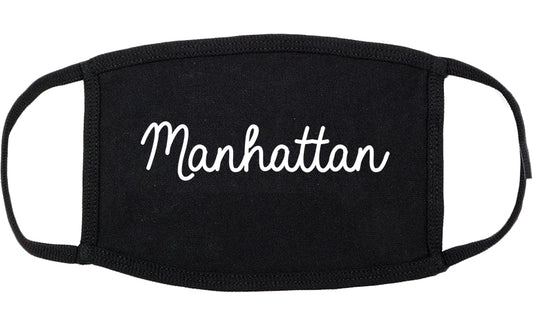 Manhattan Kansas KS Script Cotton Face Mask Black