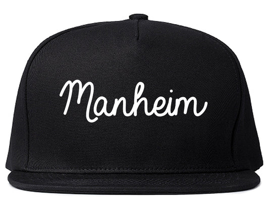 Manheim Pennsylvania PA Script Mens Snapback Hat Black