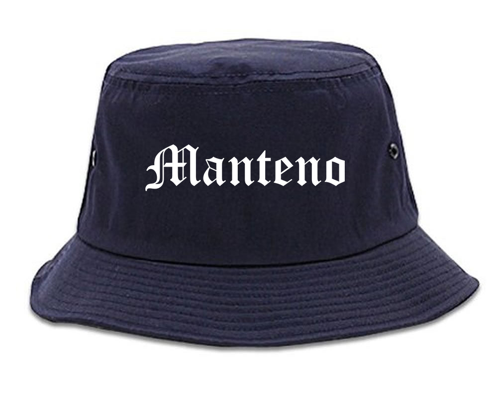 Manteno Illinois IL Old English Mens Bucket Hat Navy Blue