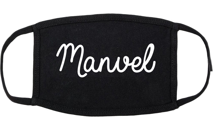 Manvel Texas TX Script Cotton Face Mask Black