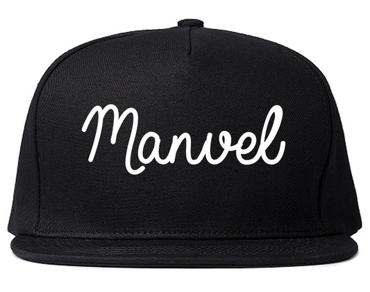 Manvel Texas TX Script Mens Snapback Hat Black