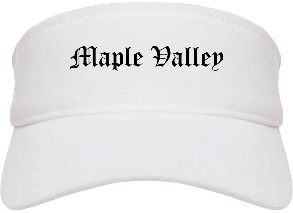 Maple Valley Washington WA Old English Mens Visor Cap Hat White