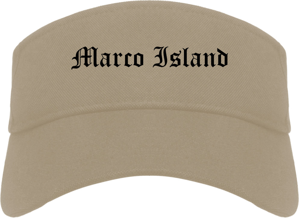Marco Island Florida FL Old English Mens Visor Cap Hat Khaki