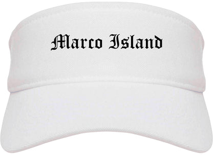 Marco Island Florida FL Old English Mens Visor Cap Hat White