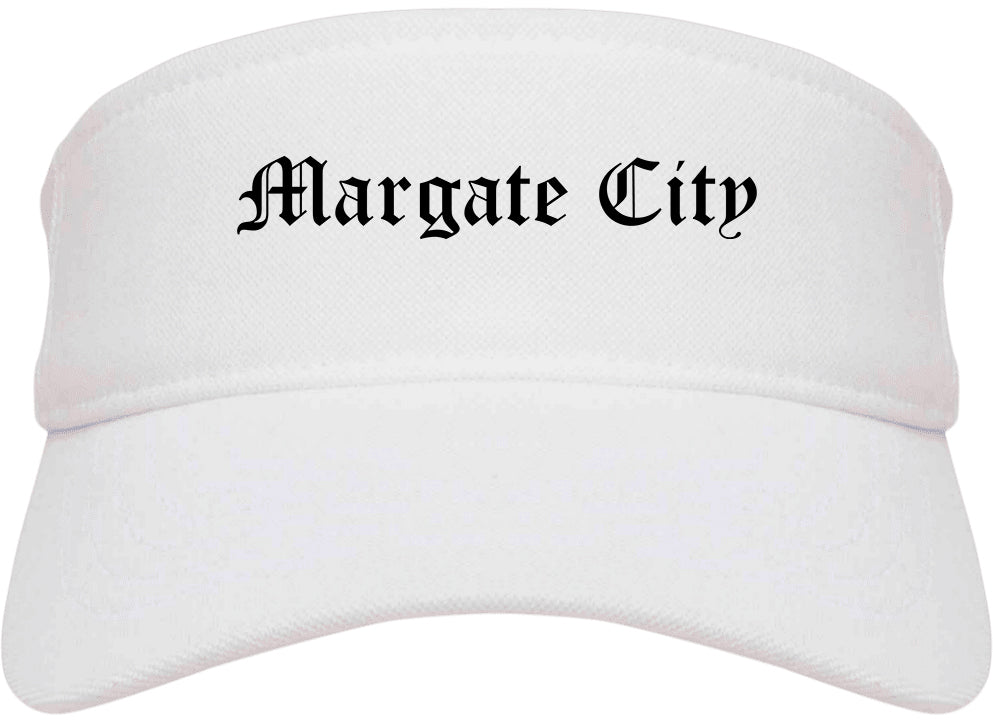Margate City New Jersey NJ Old English Mens Visor Cap Hat White