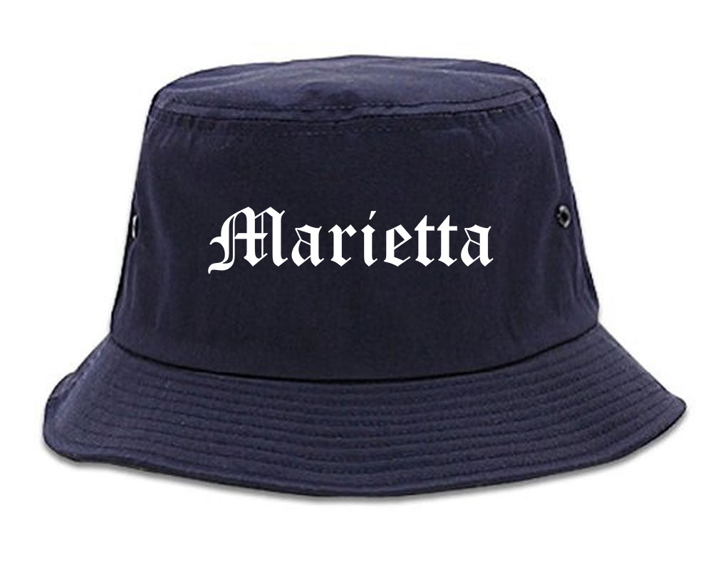 Marietta Ohio OH Old English Mens Bucket Hat Navy Blue