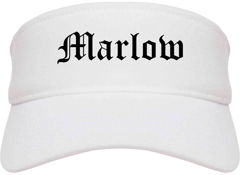 Marlow Oklahoma OK Old English Mens Visor Cap Hat White