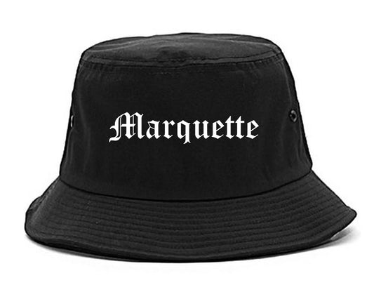Marquette Michigan MI Old English Mens Bucket Hat Black