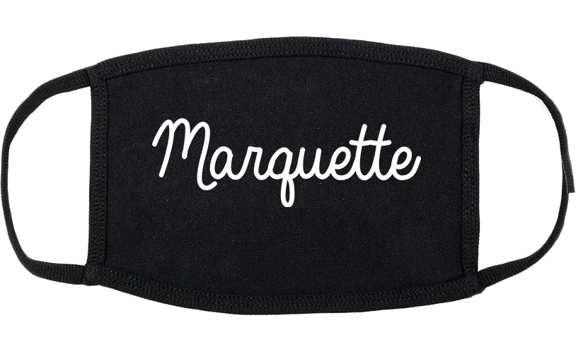 Marquette Michigan MI Script Cotton Face Mask Black