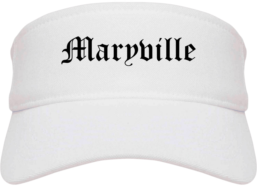 Maryville Illinois IL Old English Mens Visor Cap Hat White
