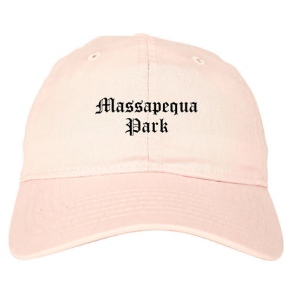 Massapequa Park New York NY Old English Mens Dad Hat Baseball Cap Pink