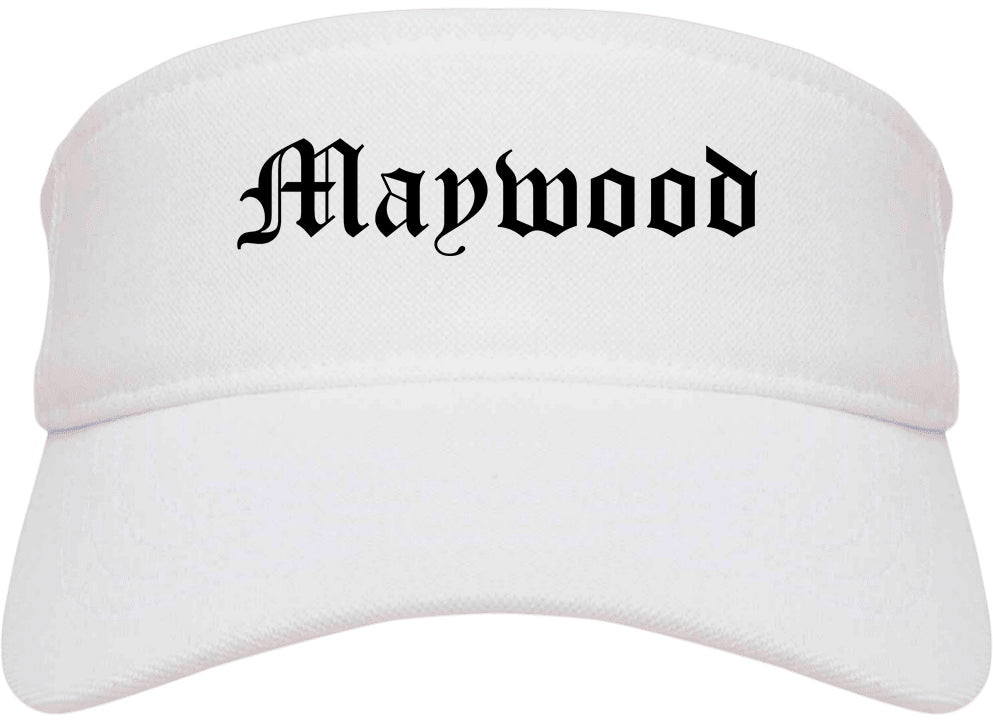 Maywood California CA Old English Mens Visor Cap Hat White